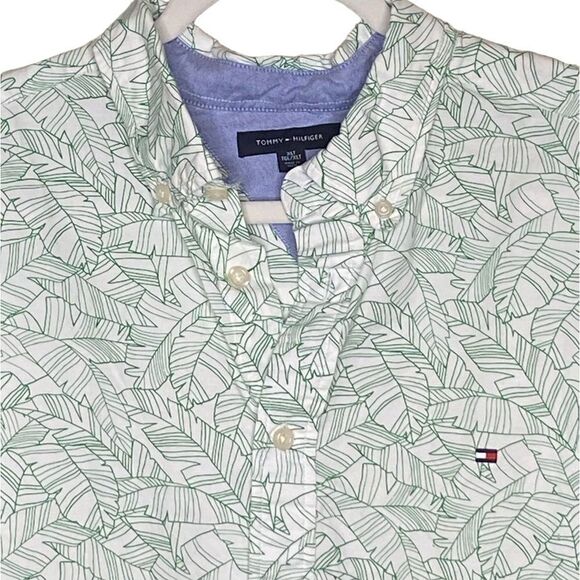 Tommy Hilfiger Adaptive Sz XLT All Over Leaf Print Regular Fit Button Down Shirt - Picture 4 of 5